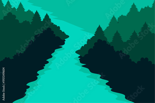 Serene forest river landscape