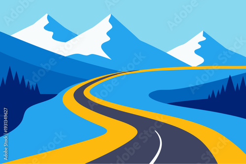 Winding road through a mountainous landscape