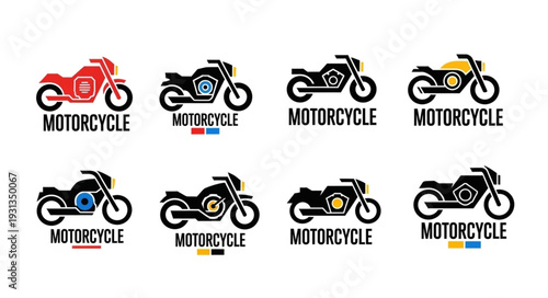 Collection of Motorcycle Logos and Icons in Various Styles.