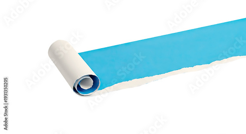 Unrolling Blue Paper Roll