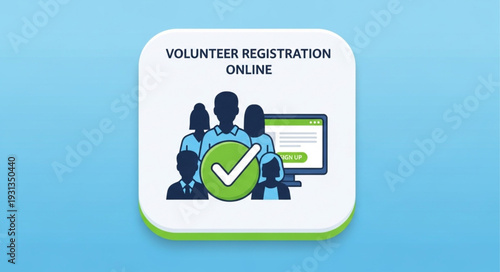 Online Volunteer Registration Concept with People and Computer.