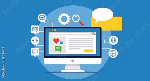 Wallpaper Mural Digital Marketing, SEO Optimization, and Web Development Services Concept. Flat Design Illustration of Online Strategy, Data Analysis, and User Interface Management Torontodigital.ca