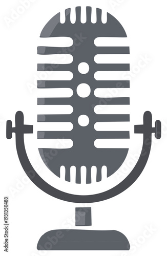 Vintage gray microphone icon for podcasting radio and sound production
