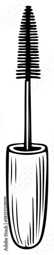 Illustration of Mascara Wand and Tube