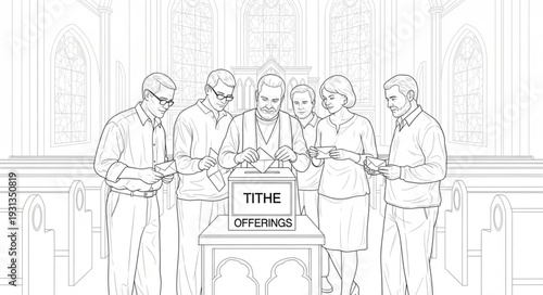 People Giving Tithe Offering in Church.