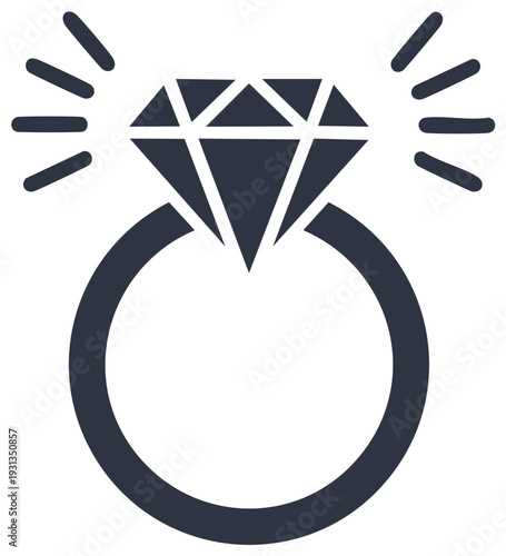 Diamond ring icon graphic with shine illustration design for engagement