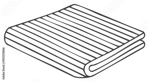 Neatly folded rectangular textile item with parallel striped texture graphic