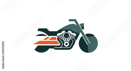 Modern Motorcycle Engine Illustration.