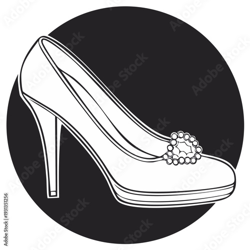Elegant High Heel Shoe Black and White Design for Fashion and Style Projects
