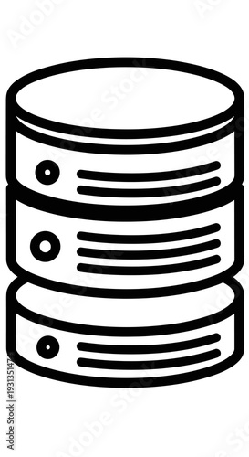 Database Server Stack Hosting Data Storage Illustration, Managing Information in a Business Network Infrastructure, Processing Digital Files for Websites and Cloud Data Management Systems, Depicting C
