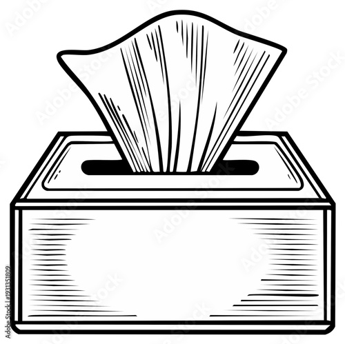 Tissue box illustration drawing of soft paper towels