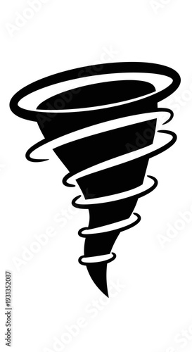 Whirlwind Tornado Icon Twister Weather Illustration Destruction Danger Cyclone Windstorm Catastrophe Disaster Threat Black and White Vortex Spinning Rapidly Swirling Chaos Graphic Symbol Drawing Eleme