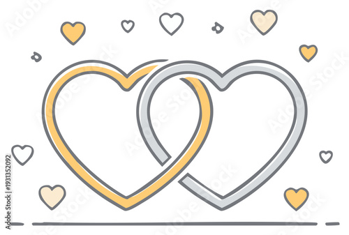 Interlocked Hearts, Symbolizing Union, Connection, Love, and Partnership, Forming a Heart Shape