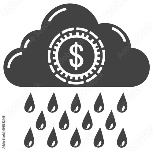 Conceptual illustration of a cloud raining money, business wealth and success concept
