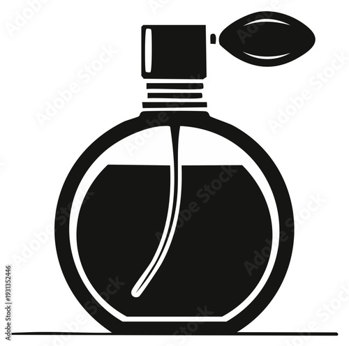 Vintage perfume bottle with atomizer icon classic fragrance dispenser silhouette
