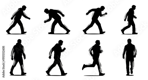 Silhouette Collection of Human Figures in Motion.