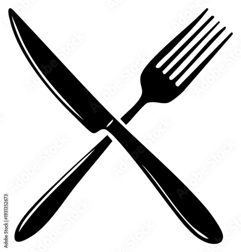Graphic Cutlery Icons Cross Food Knife and Fork Elegant Symbol Vector