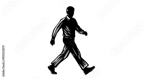 Silhouette of a man walking confidently forward.