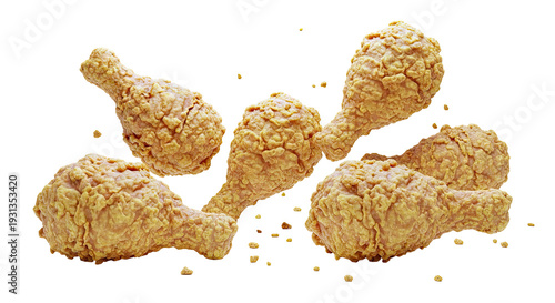 Crispy Fried Chicken Drumsticks Scattered