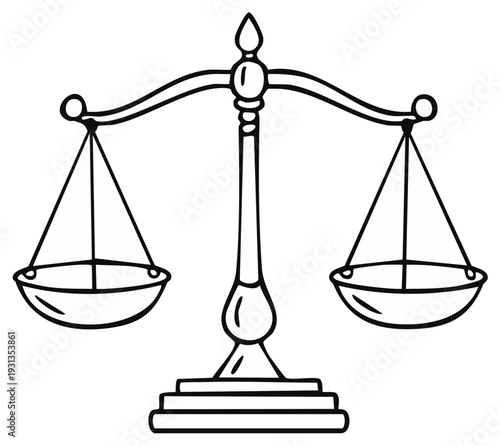 Classic Balance Scale Symbol Outline Drawing Illustration