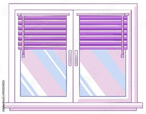 Window with Lilac Blinds Illustration Home Interior Elements