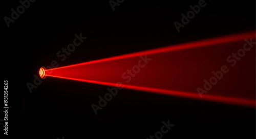 Bright red laser beam emanating from a light source.