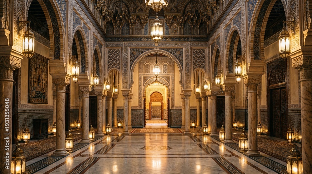 Fototapeta premium Arabic architecture, lanterns, arches and doorways