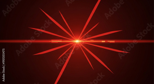 Bright Red Laser Beam Emanating From Center Point.