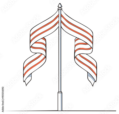 Ceremonial Flag with Orange Stripes Illustration Elegant Decoration