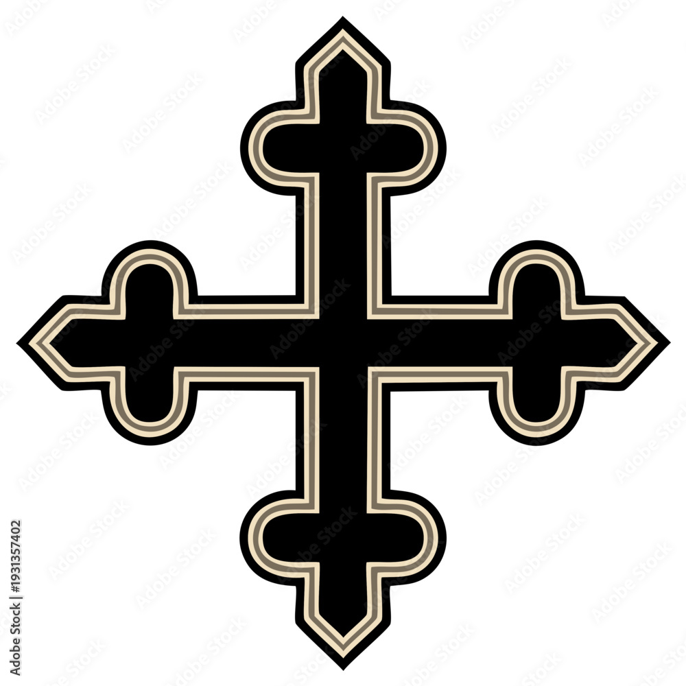 Obraz premium Ornate Black and Gold Cross Religious Symbol Emblematic Design