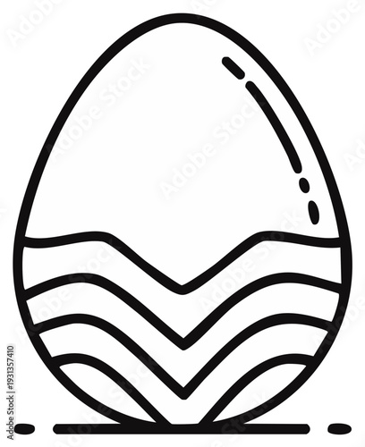 Simple Line Art Easter Egg with Wavy Pattern