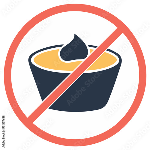 Dessert Cup in Red Circle Indicates Restriction Warning Restriction symbol