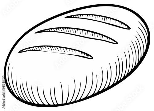 Hand Drawn Sketch of a Loaf of Bread with Three Scoring Marks