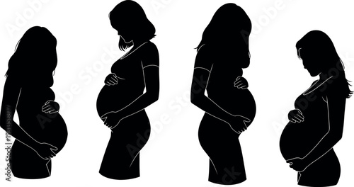Pregnancy stages silhouette illustrations for health and wellness