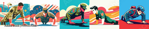 soldier vector doing push ups
