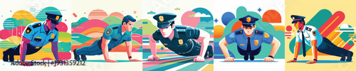 police vector doing push ups