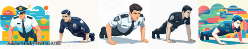 police vector doing push ups