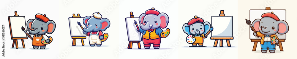 Fototapeta premium cute standing elephant vector while painting