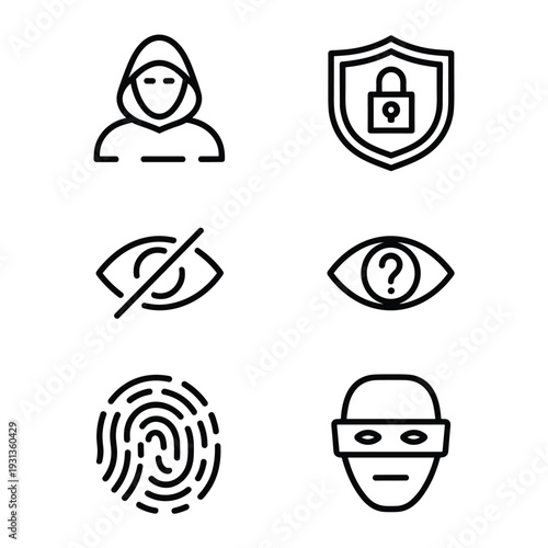 Cybersecurity and privacy icons set professional vector