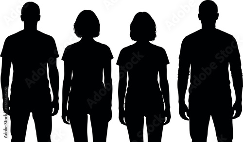 Health awareness silhouettes of diverse people