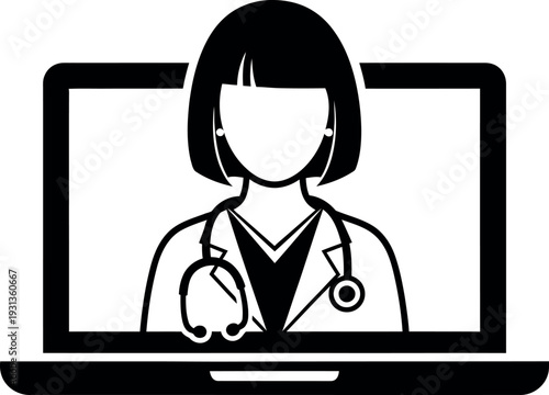 Healthcare professional on laptop for online medical consultations and health services