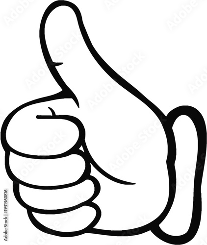 Thumb Up Icon Vector Illustration Cartoon Gesture Sign Success