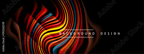 Abstract colorful lines form dynamic wave pattern. Dark background emphasizes vibrant hues, creating modern visual effect.