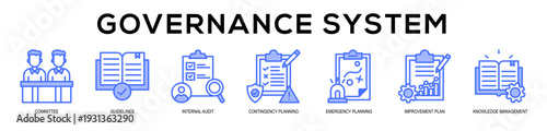 blue - Governance System web banner icon vector illustration concept