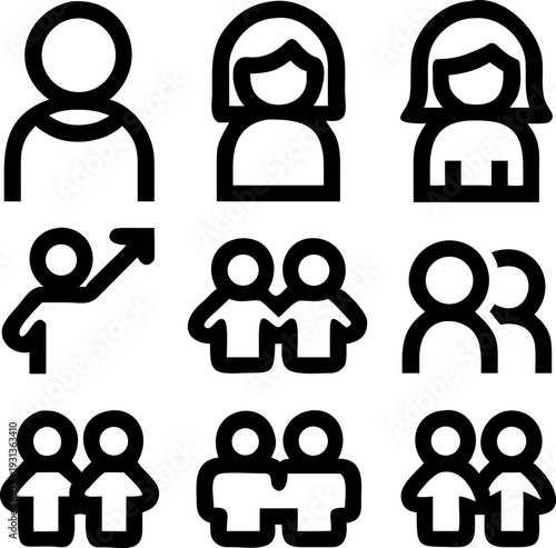 People and Group Line Icons Collection