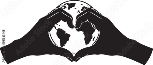 Hands protecting the Earth with care and love globally