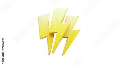 Three Yellow Lightning Bolts Clustered Together