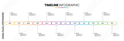 Chain timeline infographic presentation template 12 options. 12 month or 1 year infographic template