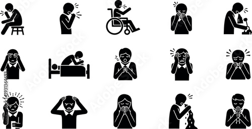 Health icons illustrating various medical conditions and disabilities