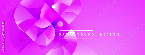 Abstract pink background features overlapping circular shapes. Modern design with gradient hues, creating dynamic visual effect.